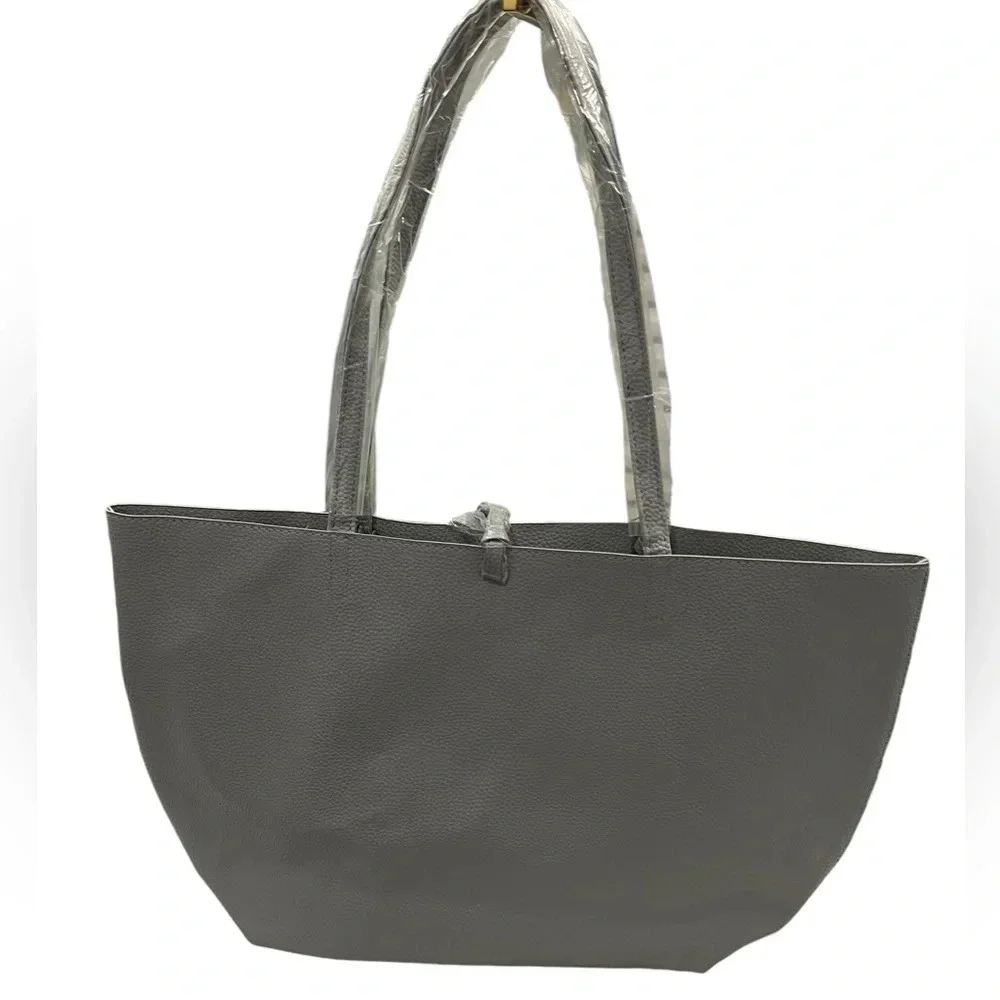 Badgley Mischka Vegan Leather Chain Linked Tote Bag with Brand Charms Silver - Picture 6 of 6